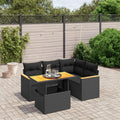 Set di Divani da Giardino in Polyrattan Nero con Cuscini - 5 Pezzi