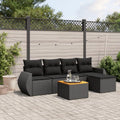 Set Salotto da Giardino in Polyrattan Nero con Cuscini, 6 Pezzi
