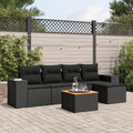 Set Arredo Giardino 6 Pezzi con Cuscini Neri in Polyrattan