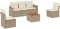 Set salotto giardino 6 pezzi in polyrattan con cuscini beige