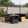 Set Salotto da Giardino in Polyrattan Nero con Cuscini, 6 pz