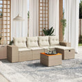 Set Salotto da Giardino 6 Pezzi con Cuscini Beige in Rattan Sintetico