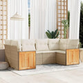 Set Arredamento Giardino 6 Pezzi in Polirattan con Cuscini Beige