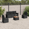 Set da Giardino 6 Pezzi in Rattan Sintetico Nero con Cuscini