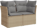 Divano da Giardino a 2 Posti in Rattan Sintetico Beige con Cuscini