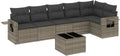 Set Divano da Giardino in Polyrattan Nero con Tavolini Pieghevoli