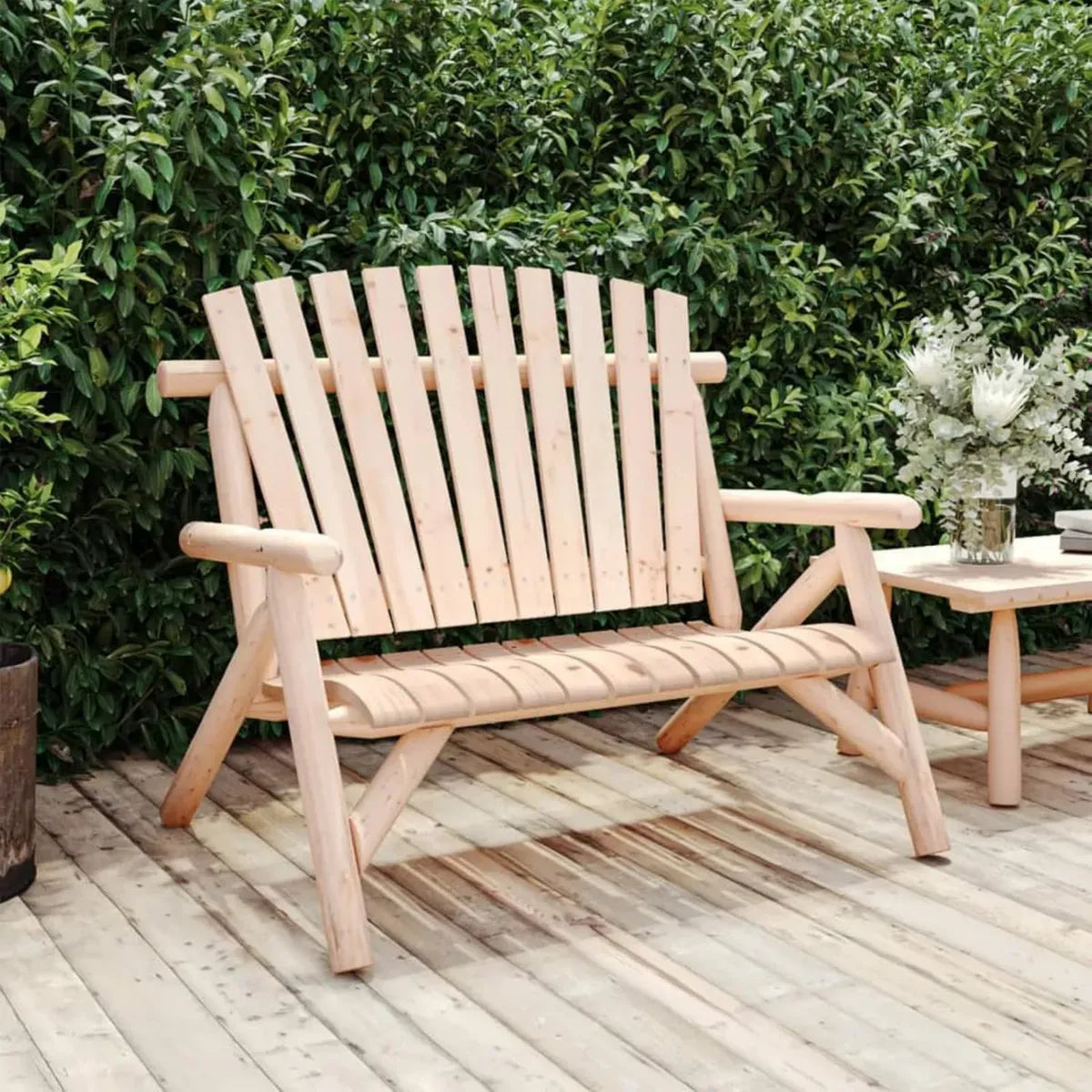 Lechnical Panca da Giardino 2 Posti in Legno di Abete 119x85x98cm