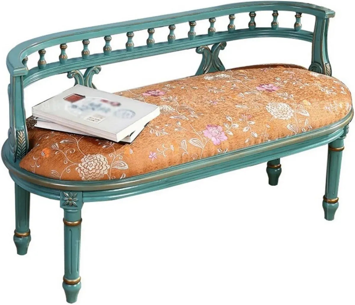 Panca da Giardino Vintage in Legno con Cuscini, 2 Posti, Ideale per Interni ed Esterni