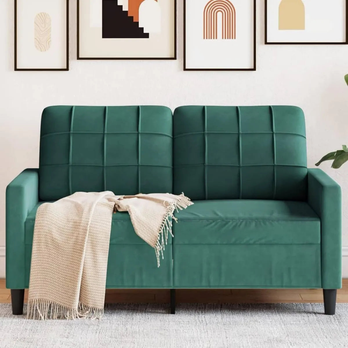 Divano Letto 2 Posti in Velluto Verde Scuro per Giardino e Terrazzo