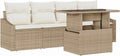 Set Divano da Giardino 5 Pezzi Beige in Polirattan, Modulare e Confortevole, Resistente ai Raggi UV per Esterni