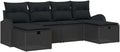 Set Divani da Giardino 6 Pezzi in Polyrattan Nero con Cuscini