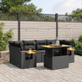 Set da Giardino in Polyrattan Nero con Cuscini - Divano Modulare per Esterno 7 Pezzi