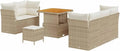 Set Divano da Giardino in Polyrattan Beige 8 pz, Mobili Modulari per Esterno Resistente ai Raggi UV