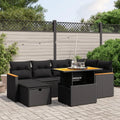 Set Salotto da Giardino Modulare in Polyrattan Nero con Cuscini, 7 Pezzi