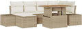 Set da Pranzo da Giardino 7 Pezzi con Cuscini Beige e Crema, Resistente e Moderno
