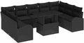 Set Salotto da Giardino in Polyrattan 10 Pezzi, Nero, Divano Esterno Modulare e Resistente
