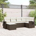 Set Divano da Giardino 6 Pezzi in Polyrattan Marrone con Cuscini