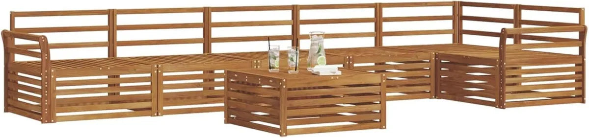 Set Divano da Giardino 7 Pezzi in Rattan Naturale, Comodità per Esterni, Arredo Moderno e Resistente