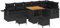 Set Salotto da Giardino 11 Pezzi in Polyrattan Nero, con Cuscini Removibili e Legno di Acacia Resistente