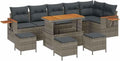 Set Divano Modulare da Giardino in Polyrattan Grigio con Cuscini Rimovibili, 12 Pezzi, Arredo Outdoor Resistente e Leggero