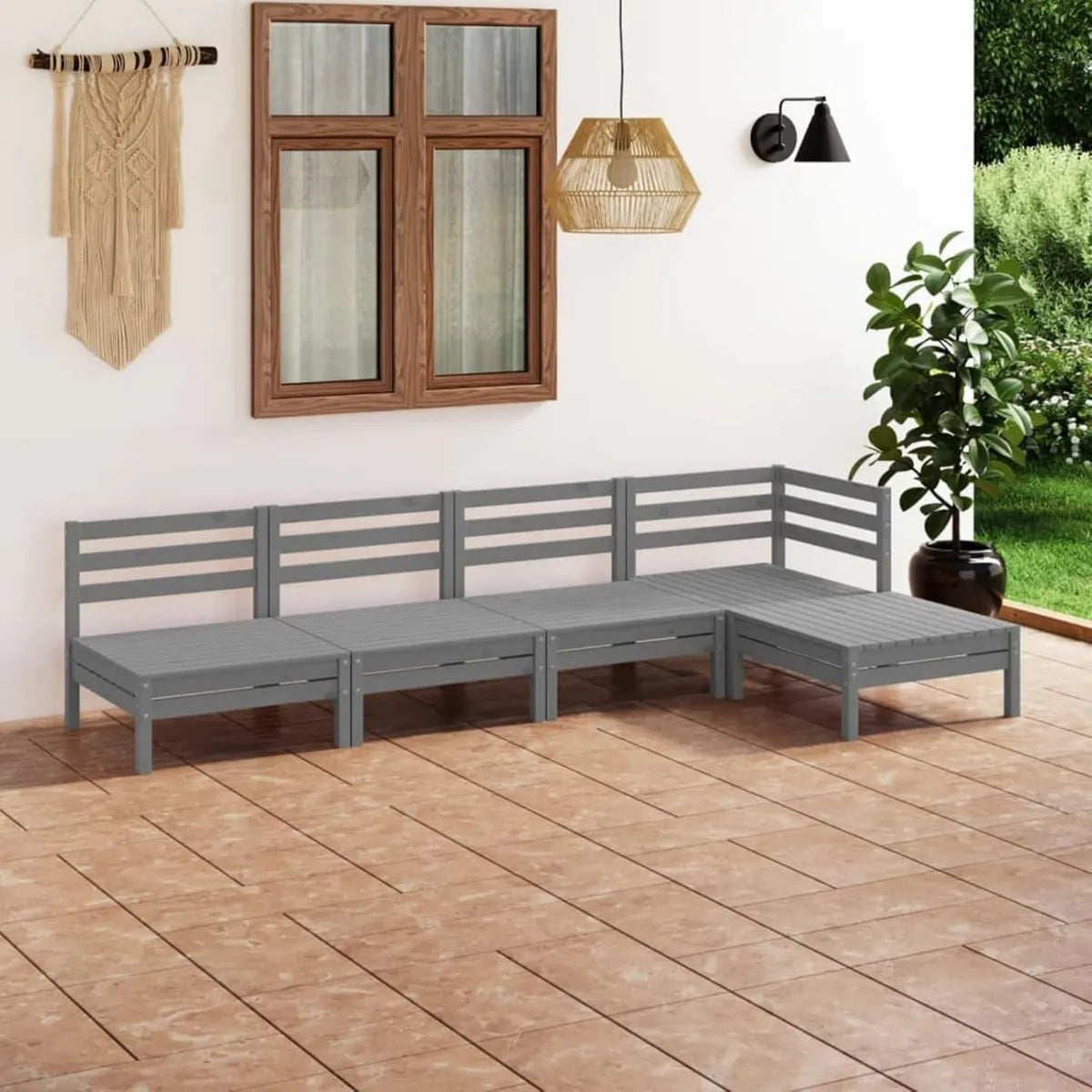 Set di Mobili da Giardino in Pino Massiccio per Terrazza e Balcone