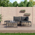 Set Salotto da Giardino in Polyrattan Antracite con Cuscini, 5 Pezzi, per Piscina e Patio