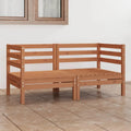Divano da Giardino in Legno di Pino a 2 Posti, Set Mobili Esterni in Rattan per Balcone e Piscina