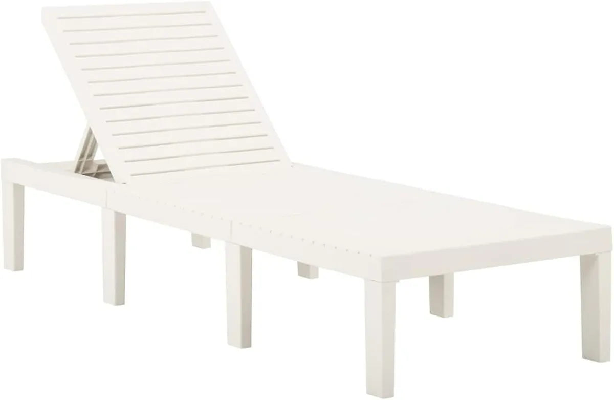 Lettino Prendisole in Plastica Bianco per Giardino e Piscina
