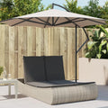 Lettino Prendisole Doppio in Polyrattan con Cuscini Grigi, Arredo da Giardino Modello 368095