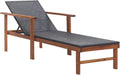 Lettino Sdraio in Polyrattan Nero e Acacia per Giardino e Piscina