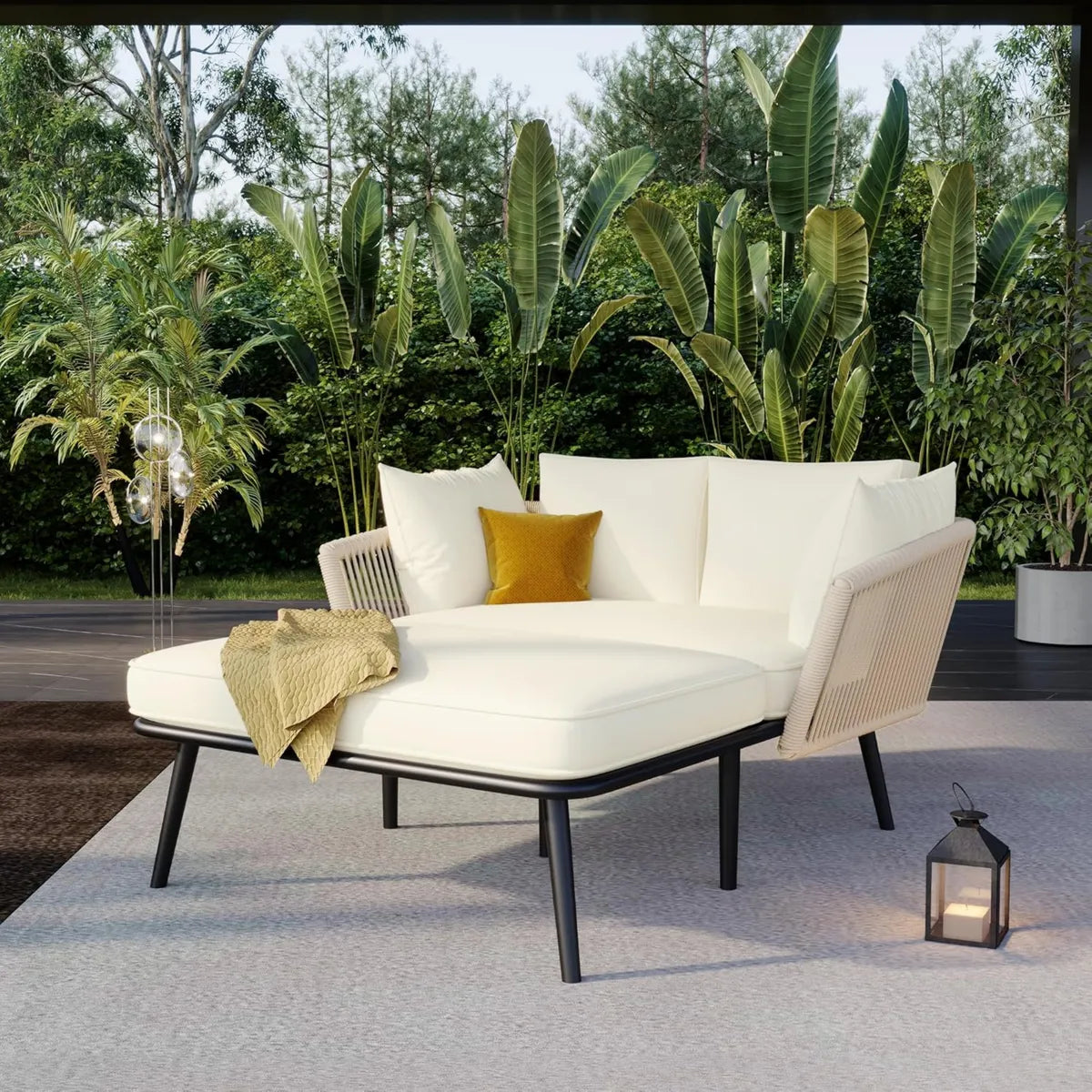 Set mobili da balcone Soweiz con divano e lettino esterno