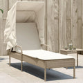 Homgoday Lettino Prendisole da Giardino in Polyrattan con Baldacchino Beige