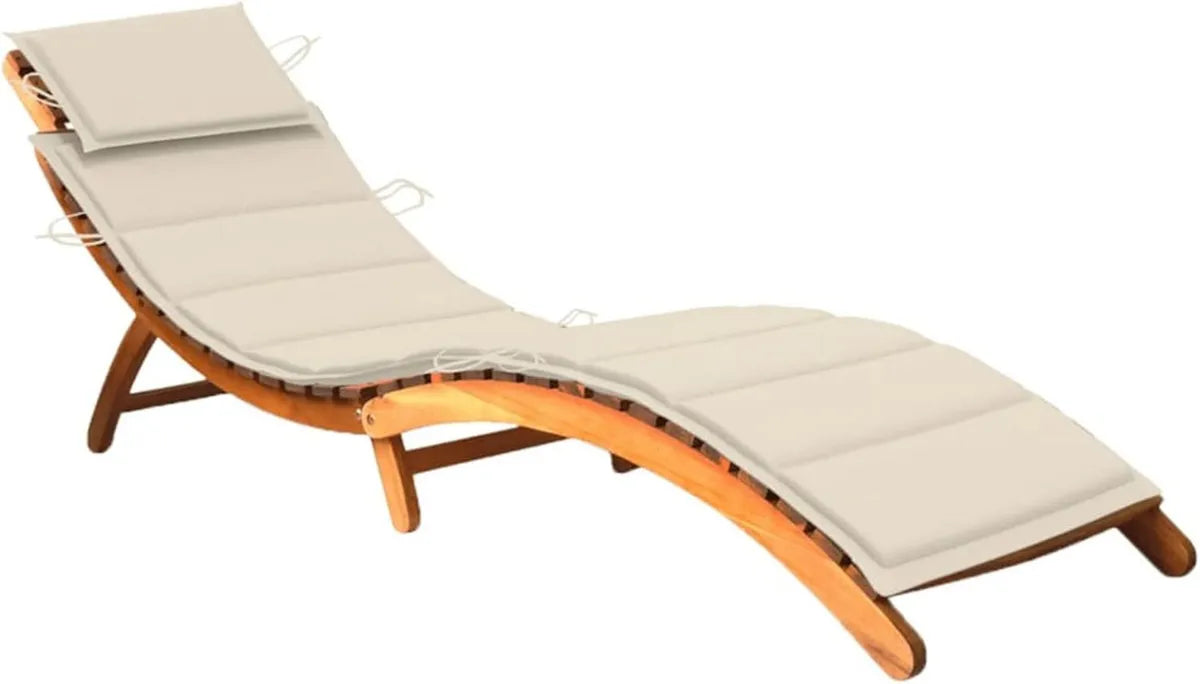 Lettino Prendisole da Giardino in Acacia con Cuscino - Comfort e Stile per Esterni