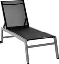 Outsunny Lettino Prendisole in Alluminio con Schienale Regolabile, Nero/Grigio, 2 Ruote