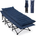 Bonnlo Lettino Pieghevole da Campeggio in Oxford Blu con Materasso, 190 x 71 x 36 cm
