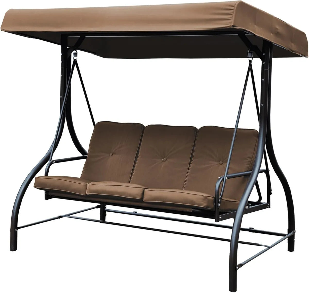 Dondolo da Giardino 3 Posti Letto con Struttura in Ferro e Cuscini, 194x125x174 cm, Adatto per Terrazzo e Piscina