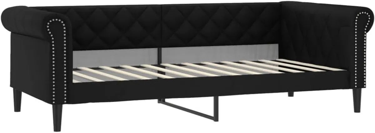 Divano Letto Nero 80x200 cm in Ecopelle Elegante