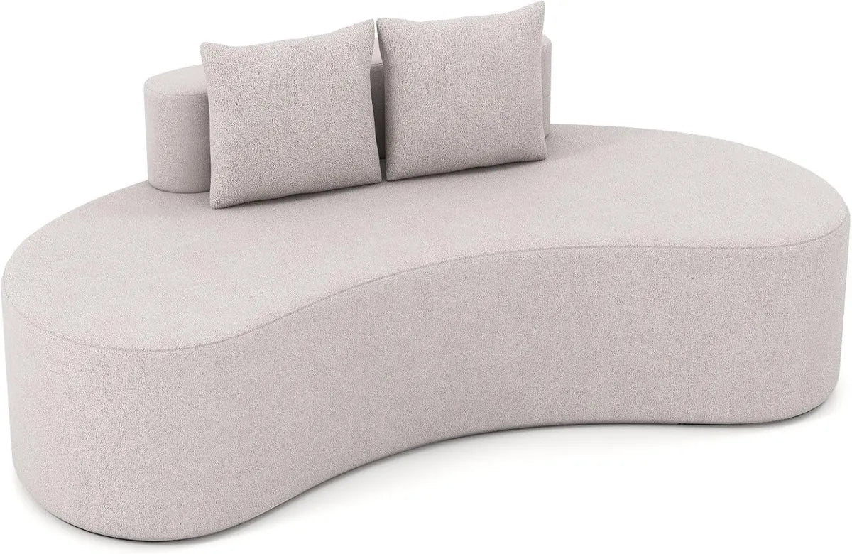Divano Curvo Moderno con Cuscini, Base Antiscivolo, 199x97x68 cm, Grigio