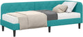 Letto ad Angolo Turchese 80x200 cm in Velluto con Materasso in Schiuma