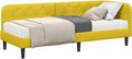 Letto ad Angolo in Velluto Giallo 80x200 cm, Divano Letto Moderno con Materasso in Schiuma