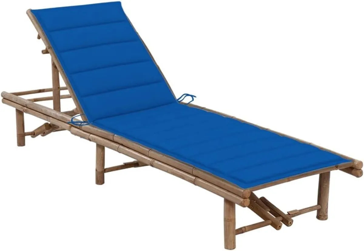 Sedia a Sdraio da Giardino con Cuscino in Bambù, Ideale per Esterni e Piscina
