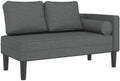 Chaise Longue in Tessuto Grigio Scuro con Cuscini, Divano Letto Imbottito