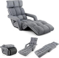 Poltrona Relax da Terra Pieghevole COSTWAY, Reclinabile con Braccioli e Schienale Regolabili, Ideale per Yoga e Meditazione, Grigio, 195x73x19 cm