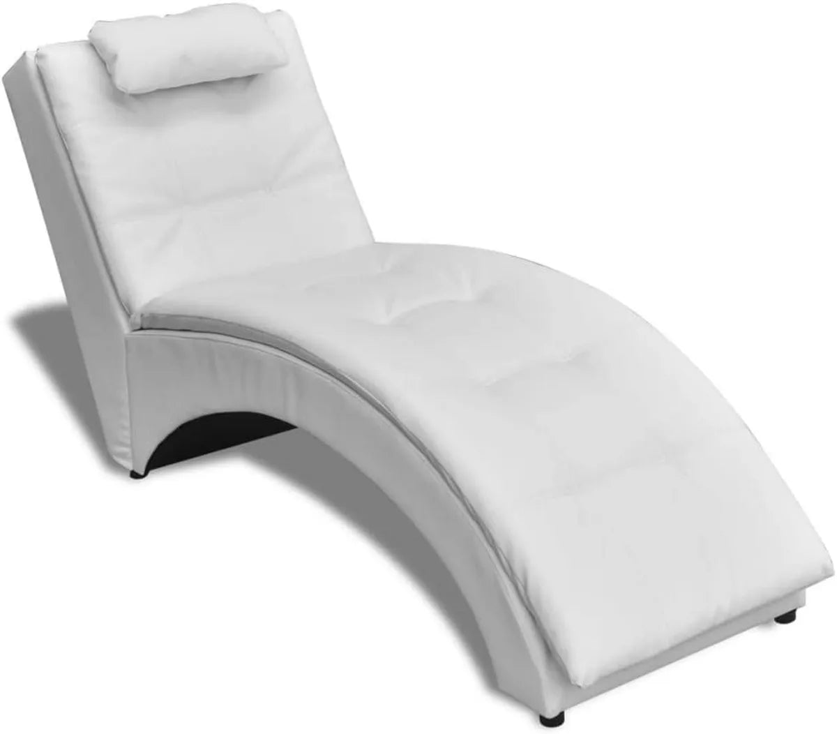 Sdraio in Ecopelle Bianca con Struttura in Legno e Gambe in Acciaio, 150x55x72 cm, Design Moderno per Soggiorno