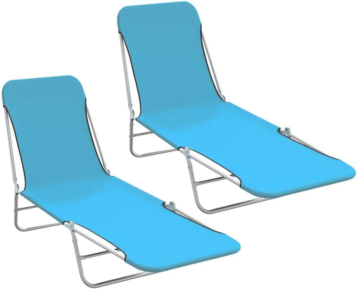 Coppia di Lettini Pieghevoli con Schienale Regolabile per Giardino e Piscina