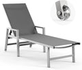 Sdraio in Alluminio con Ruote e Braccioli, 5 Posizioni Regolabili, per Piscina, Spiaggia o Giardino, Grigio Scuro