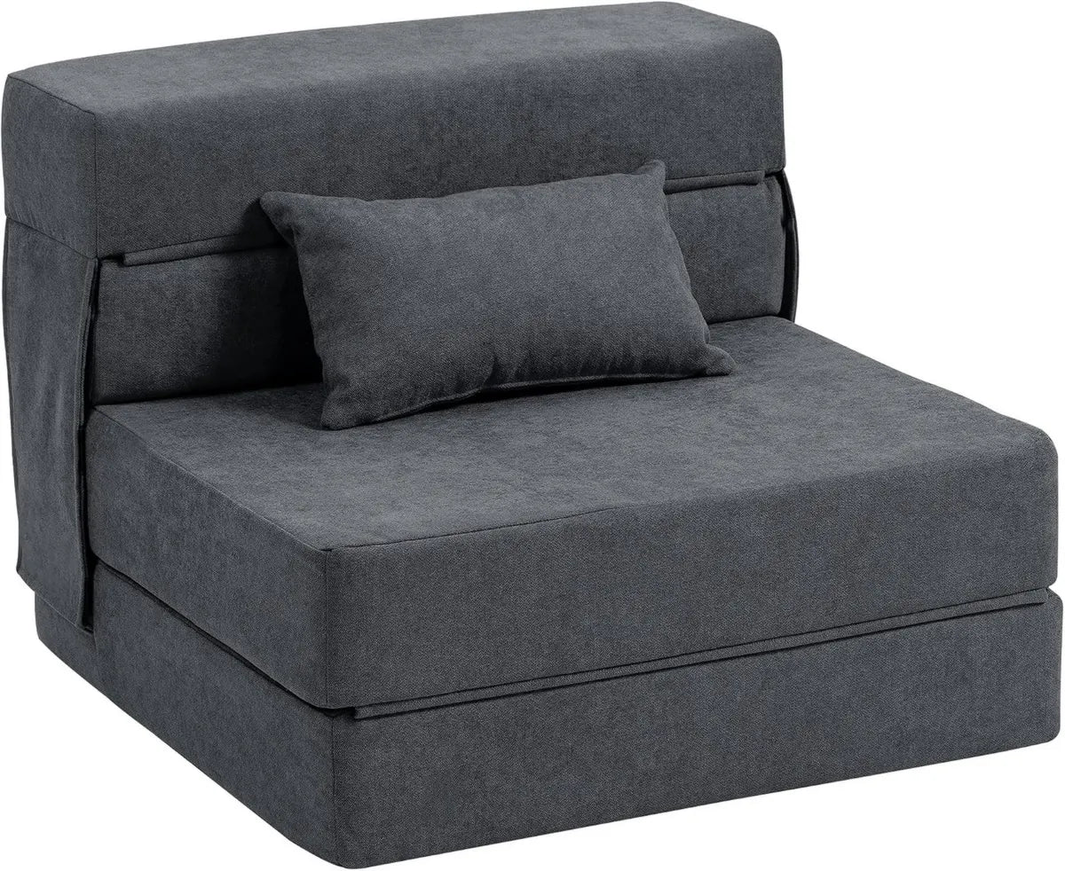 Divano Letto Singolo Pieghevole HOMCOM, Chaise Longue Convertibile, Grigio Scuro