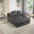 Divano Letto in Velluto a Coste con Cuscini, per Soggiorno e Ufficio, 125x155x63 cm, Grigio
