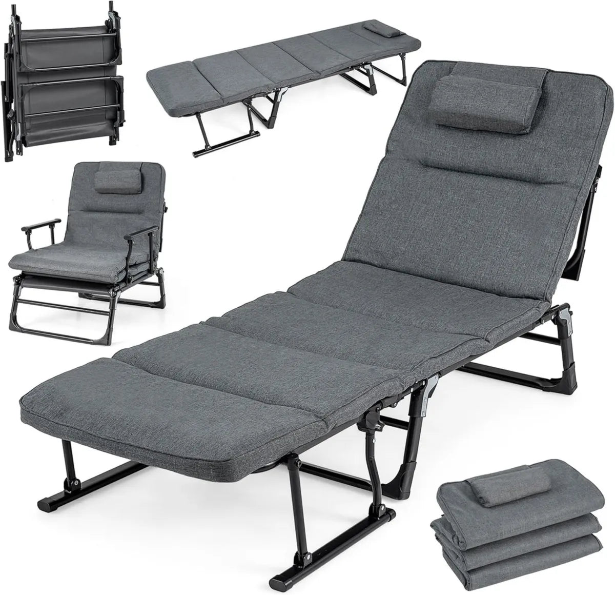GIANTEX Poltrona Letto Reclinabile 3 in 1 con Cuscino Rimovibile e Schienale Regolabile, Divano Letto per Interni ed Esterni