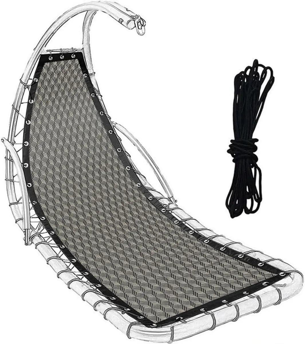 Sedia a Dondolo Sospesa in Rete di Poliestere Grigia 197x64cm - Amaca Resistente per Cortile